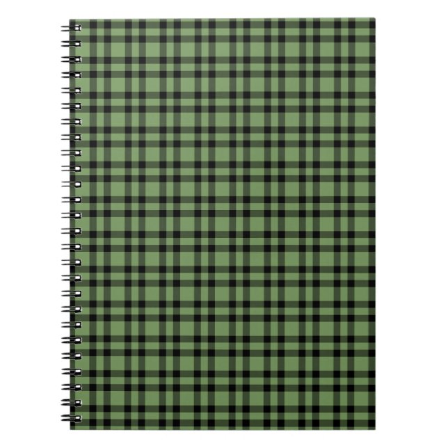 Cuaderno Patrón de Cuadros Verde Negro (Frente)