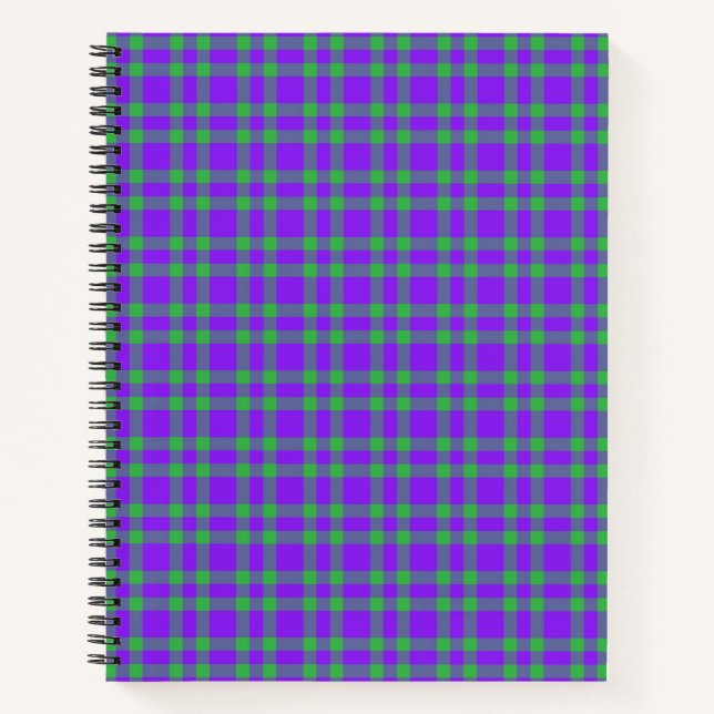 Cuaderno Patrón de Cuadros Verde Púrpura (Anverso)