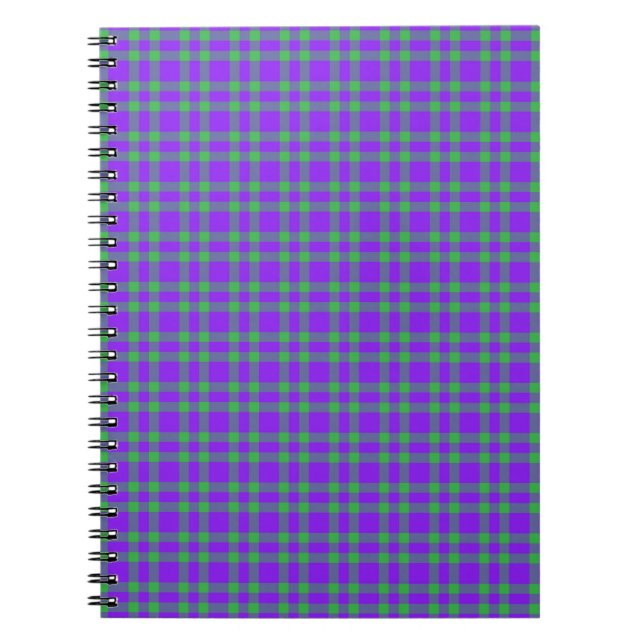 Cuaderno Patrón de Cuadros Verde Púrpura (Frente)