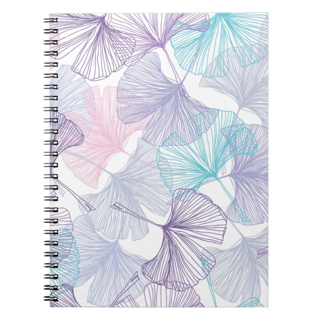 Cuaderno Patrón de cuarzo de Gingko Biloba Rosa (Frente)