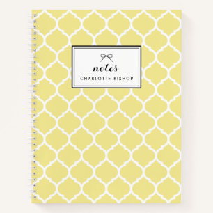 Cuaderno Patrón de cuatrefoil amarillo moderno personalizad