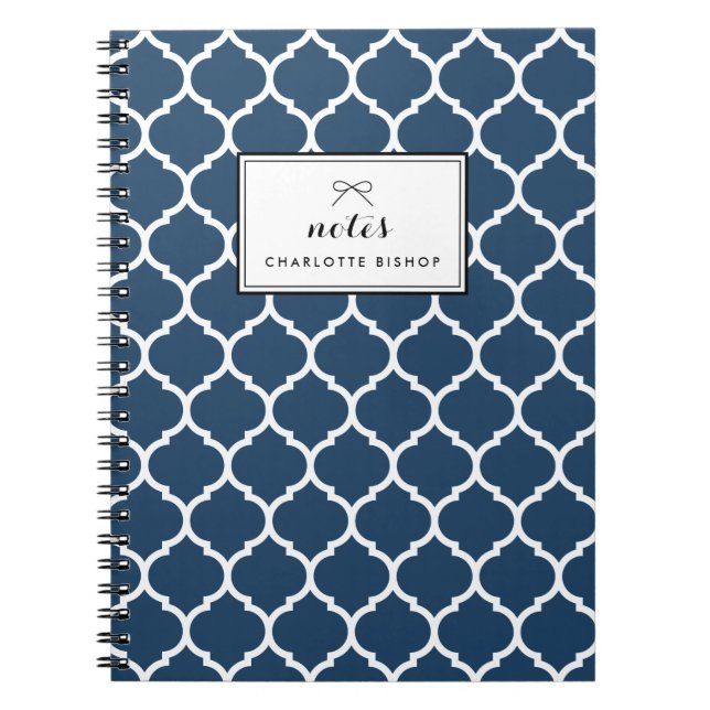 Cuaderno Patrón de Cuatrefoil Azul de la Marina Personaliza (Frente)