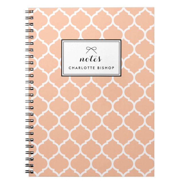 Cuaderno Patrón de Cuatrefoil de Peach Personalizado (Frente)