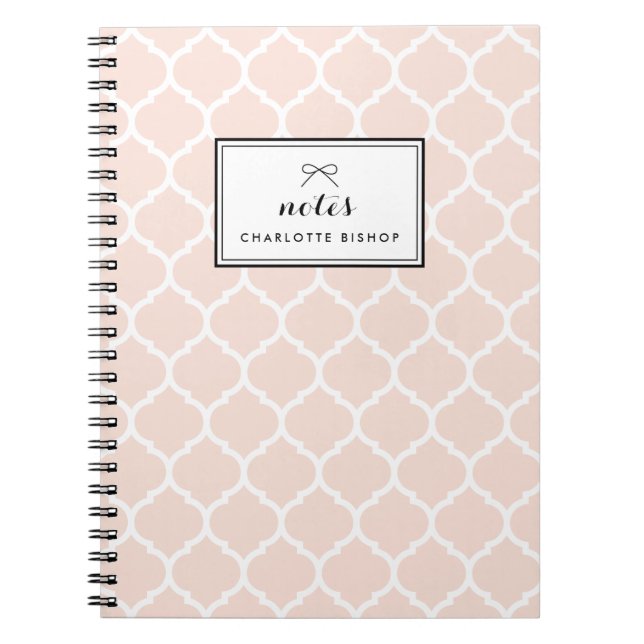 Cuaderno Patrón de cuatrefoil de Rubor personalizado (Frente)