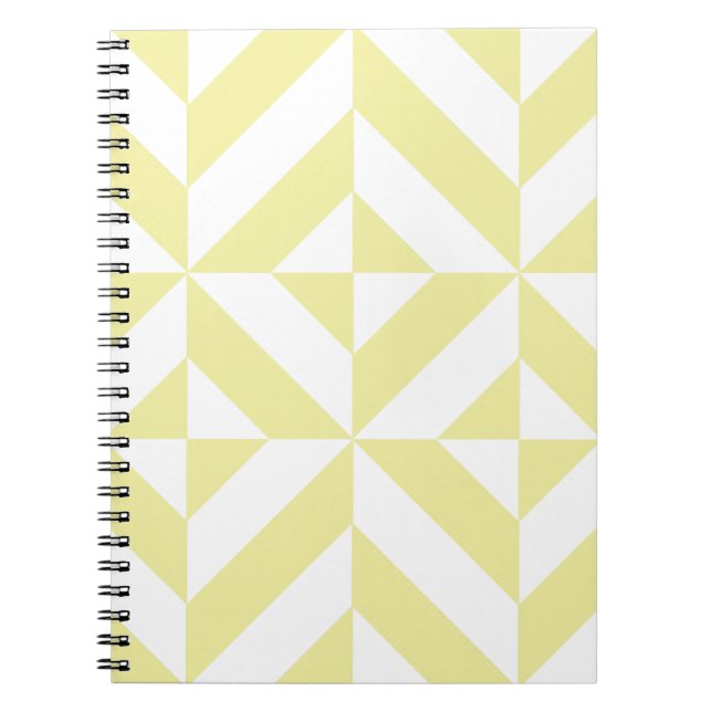Cuaderno Patrón de cubo de deco geométrico amarillo pálido (Frente)