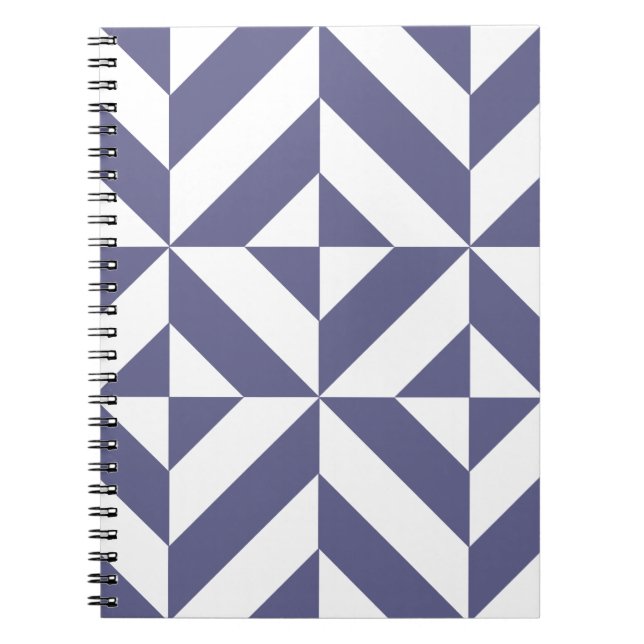 Cuaderno Patrón de cubo de deco geométrico azul de medianoc (Frente)