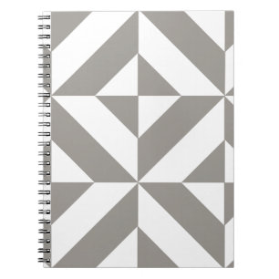 Cuaderno Patrón de cubo de deco geométrico gris plateado