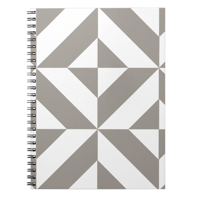 Cuaderno Patrón de cubo de deco geométrico gris plateado (Frente)