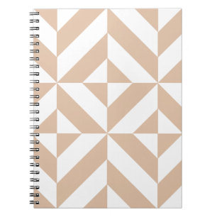 Cuaderno Patrón de cubo de deducción geométrico cálido Beig