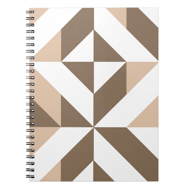 Cuaderno Patrón de cubo de diseño geométrico pardo (Frente)
