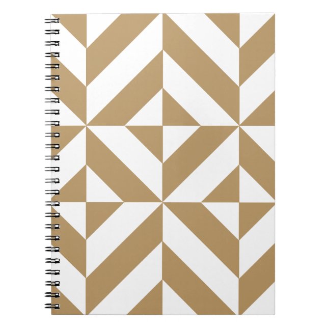 Cuaderno Patrón de cubo geométrico de decúbito marrón cálid (Frente)