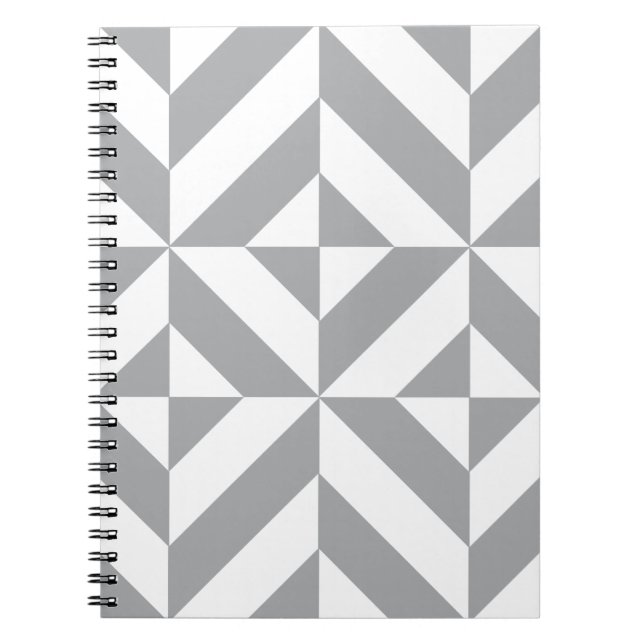 Cuaderno Patrón de cubo geométrico y decenal gris cálido (Frente)