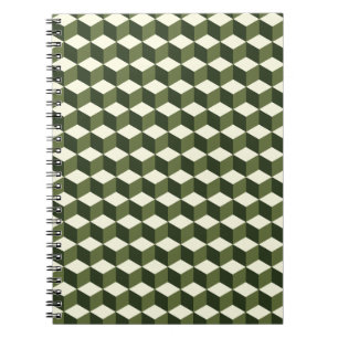 Cuaderno Patrón de cubo isométrico verde   bloc de notas en