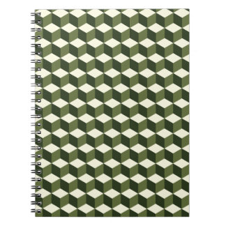 Cuaderno Patrón de cubo isométrico verde | bloc de notas en