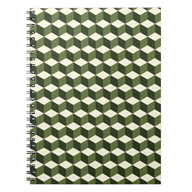 Cuaderno Patrón de cubo isométrico verde | bloc de notas en (Frente)