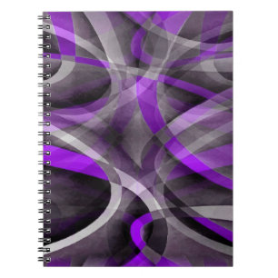 Cuaderno Patrón de curvado gris y púrpura retro