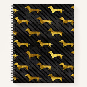 Cuaderno Patrón de Dachshund negro y dorado