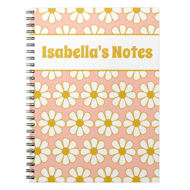 Cuaderno Patrón De Daisy Floral Cute Personalizado No (Frente)
