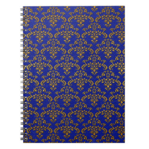 Cuaderno Patrón de Damasco azul y dorado