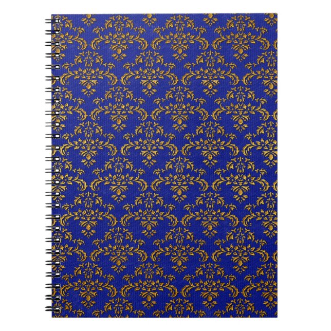 Cuaderno Patrón de Damasco azul y dorado (Frente)