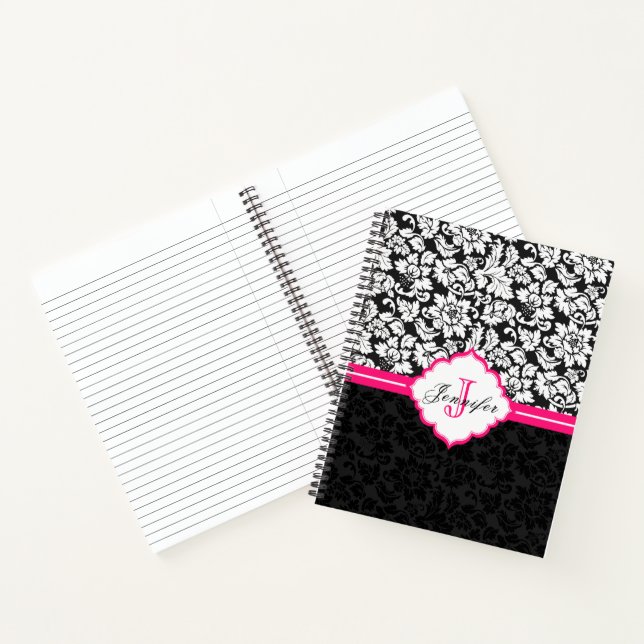 Cuaderno Patrón de Damasco Blanco Y Negro (Interior)