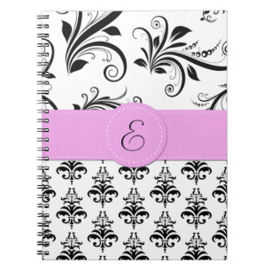 Cuaderno Patrón de Damasco, Damasco blanco y negro, monogra