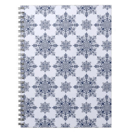 Cuaderno Patrón de Damasco de copo de nieve azul