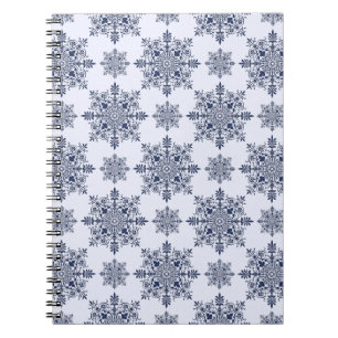 Cuaderno Patrón de Damasco de copo de nieve azul