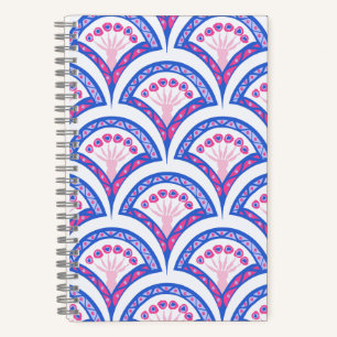 Cuaderno patrón de damasco floral azul