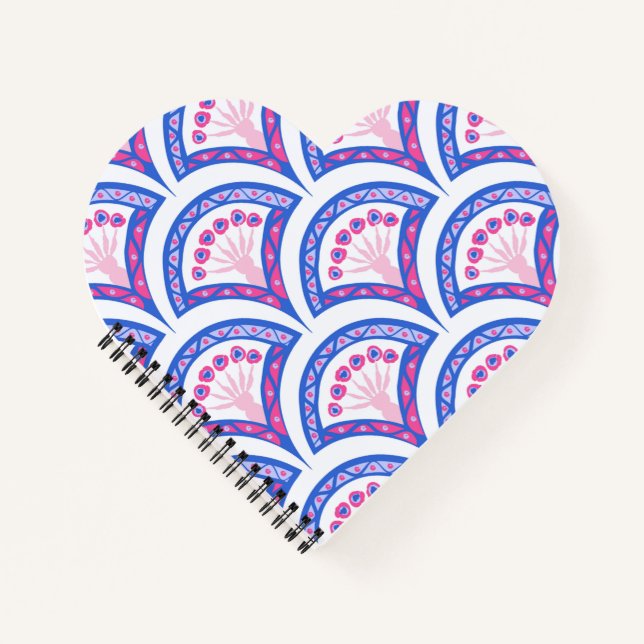 Cuaderno patrón de damasco floral azul (Anverso)