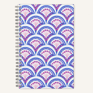 Cuaderno patrón de damasco floral azul