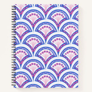 Cuaderno patrón de damasco floral azul