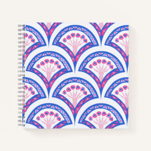 Cuaderno patrón de damasco floral azul