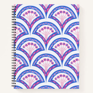 Cuaderno patrón de damasco floral azul