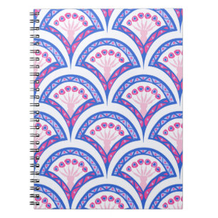 Cuaderno patrón de damasco floral azul