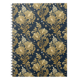 Cuaderno Patrón de damasco floral del palacio real con bril