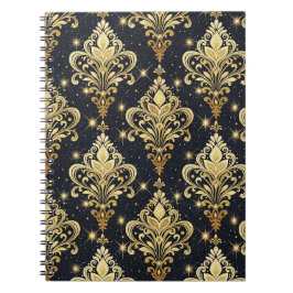 Cuaderno Patrón de damasco floral real resplandeciente en n