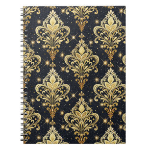 Cuaderno Patrón de damasco floral real resplandeciente en n