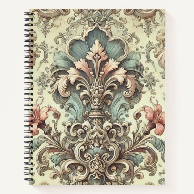 Cuaderno Patrón de damasco floral victoriano (Anverso)