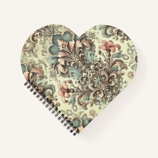 Cuaderno Patrón de damasco floral victoriano (Anverso)