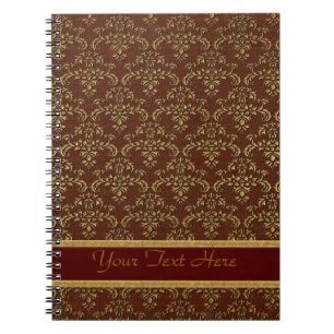 Cuaderno Patrón de Damasco marrón y dorado