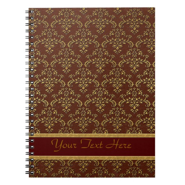Cuaderno Patrón de Damasco marrón y dorado (Frente)