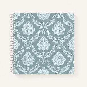 Cuaderno Patrón de Damasco Rococó Azul Huevo de Pato+Verde