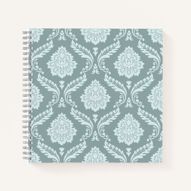 Cuaderno Patrón de Damasco Rococó Azul Huevo de Pato+Verde  (Anverso)