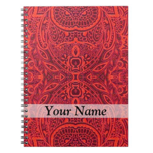 Cuaderno Patrón de damasco tribal rojo