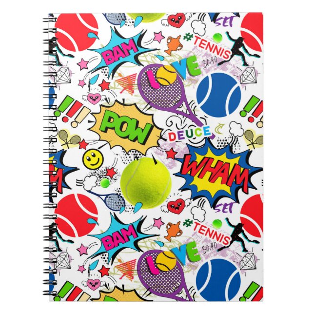 Cuaderno 😍 🤩 Patrón de 🎾 de tenis ecléctico (Frente)