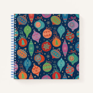 Cuaderno Patrón de decoración de árbol de Navidad dorado mu