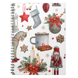 Cuaderno Patrón de decoración de navidades acuarelas