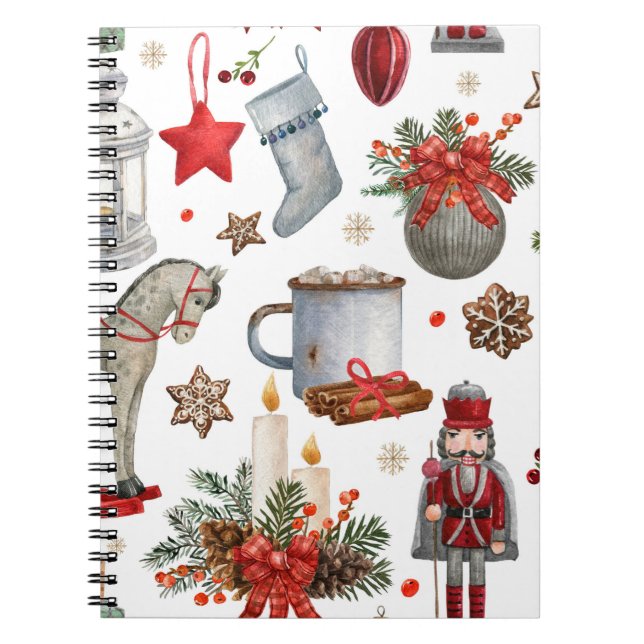 Cuaderno Patrón de decoración de navidades acuarelas (Frente)