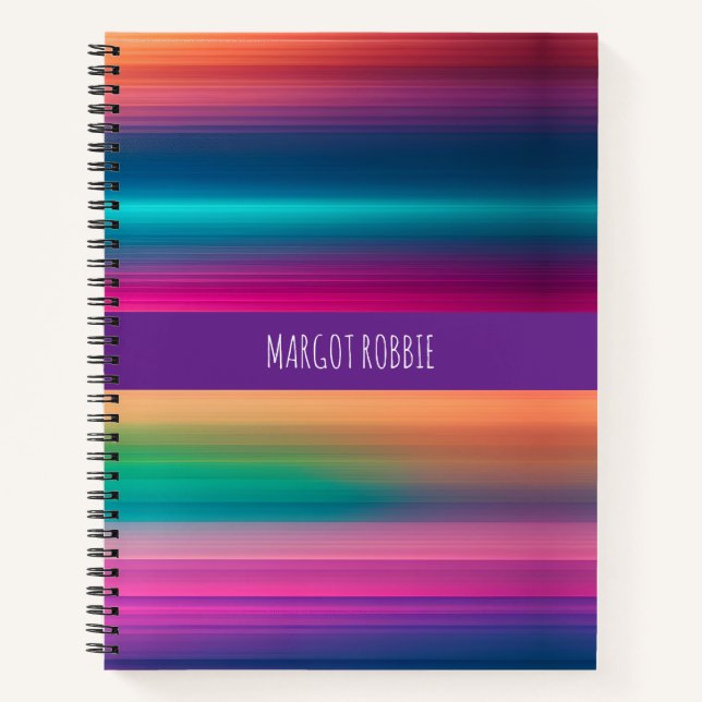 Cuaderno Patrón de degradado de línea de textura arcoiris (Anverso)